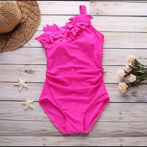 Pink One Shoulder One Piece Swimsuit!